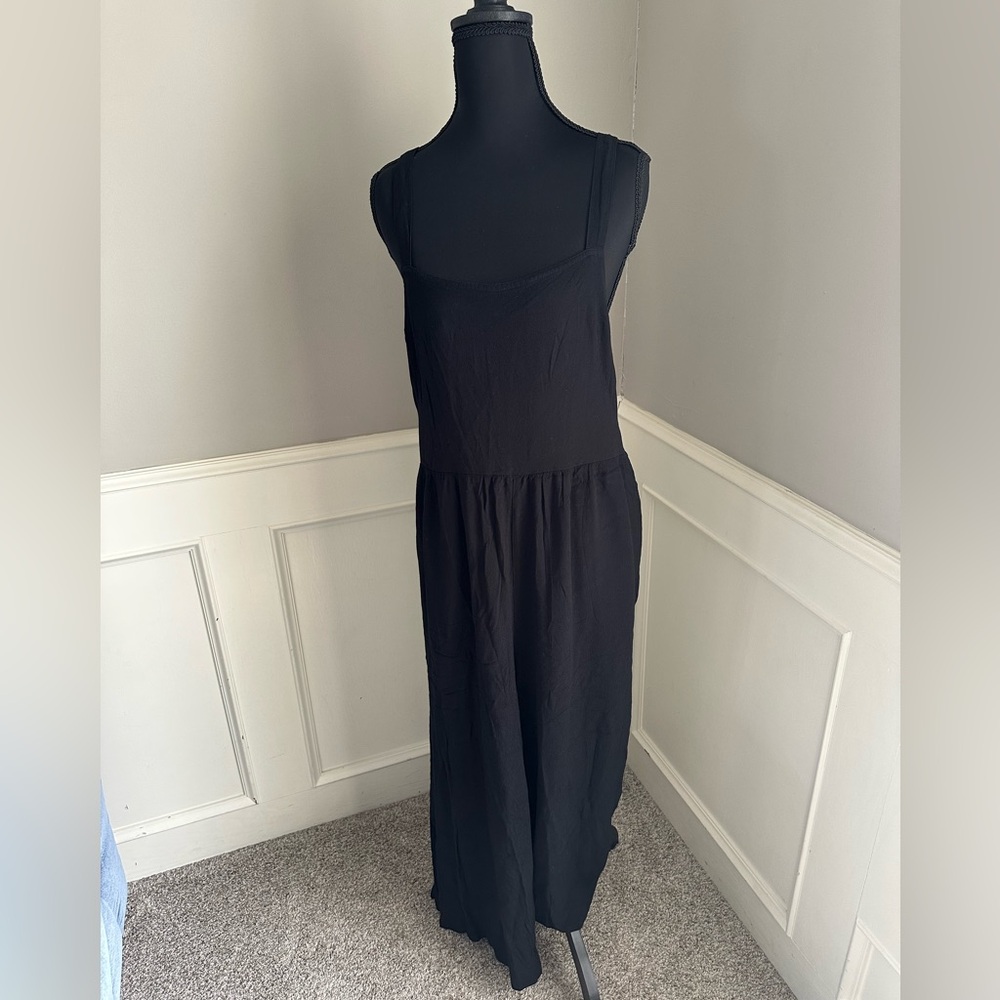 Madewell Cropped Black Jumpsuit w/ Pockets & Zip Closure Size 10